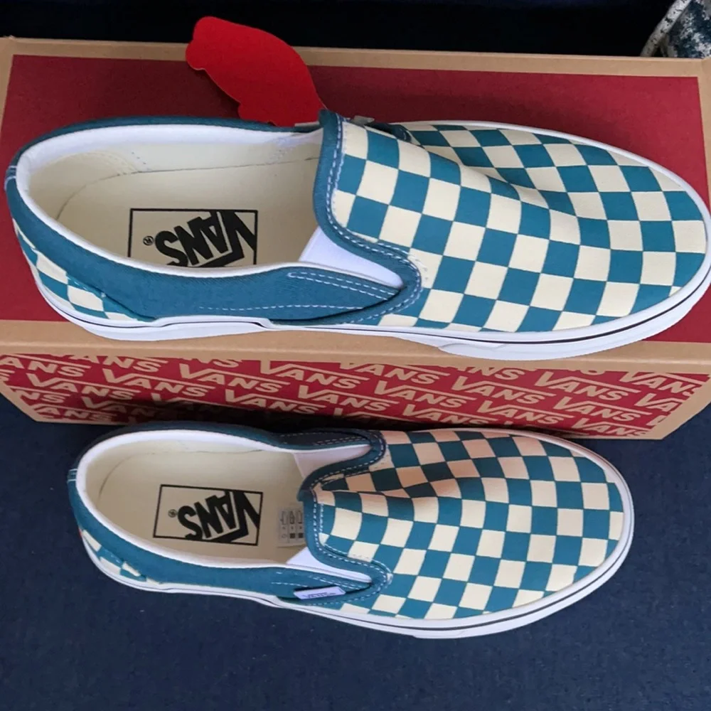 Vans Classic Slip-On Checkerboard Blue Coral/True White WMNS - Picture 3 of 16